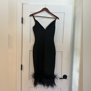 Bella Barnett Black Bandage Feather Dress